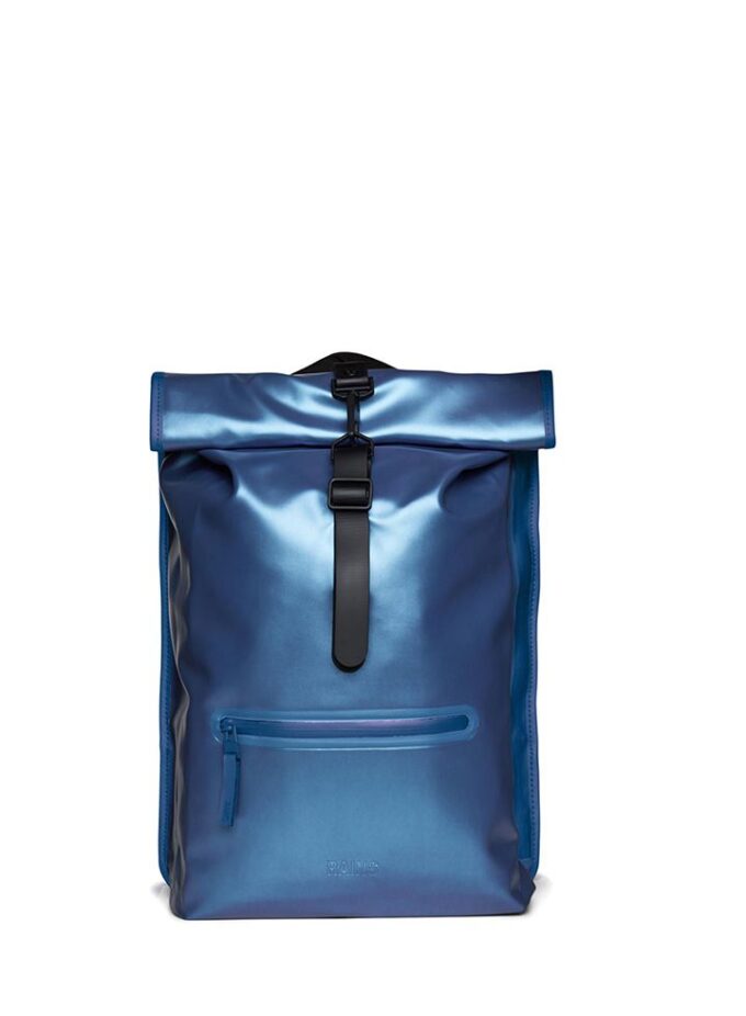 mochilas rains rolltop rucksack barcelona azul metalico