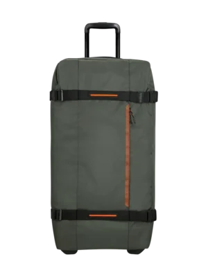 Bolsa de viaje American Tourister, detalle de ruedas, asas resistentes, formato flexible y espacio amplio