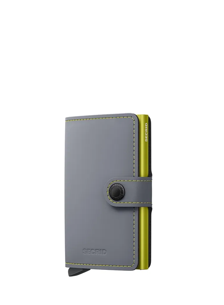 Tarjetero metálico Secrid _tarjetero_miniwallet_mate_grey-lime con diseño compacto