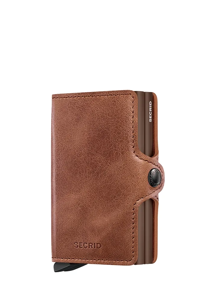Tarjetero metálico Secrid _tarjetero_twinwallet_vintage_cognac-brown con diseño compacto